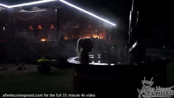 late night hot tub double blowjob and peeing and cum sharing real beauties