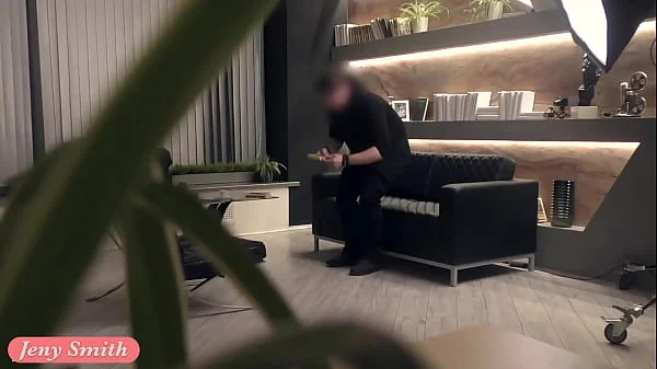 Silence. Jeny Smith with no panties teasing a man. Hidden camera office prank