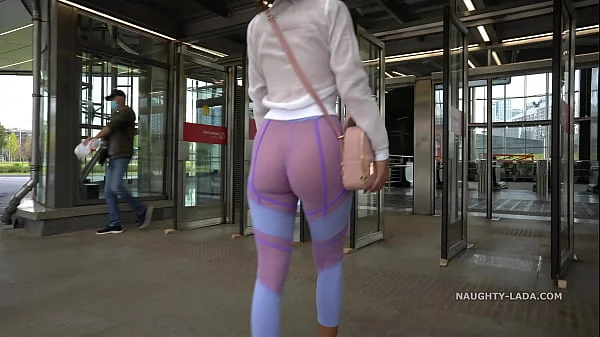 Transparent leggings and sheer shirt in public
