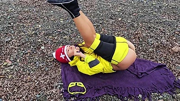 Beach Yoga With Watch Into Gaping Pussy # Hot Wife On Cold Beach