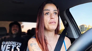 Naughty Married Woman Becomes An App Driver And Catches A Passenger Masturbating From Behind!