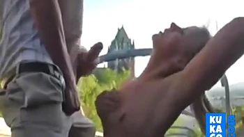 A Beautiful Blonde Girl Fucks Outdoor