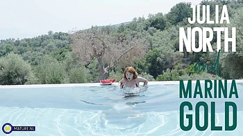 Stepdaughter Marina Gold Eating Her Stepmom Julia North's Wet Pussy On Vacation Under The Sun