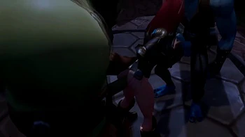 Elf double teamed by an Ork and a Troll