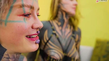 Split Tongue Lesbians Tattooed Toy Play Anal And Atm With Trinity Eclectic