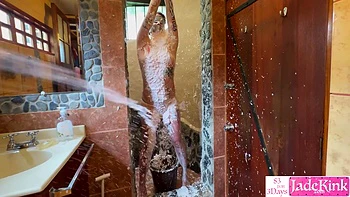 Girlfriend Bdsm Bondage Foam And Body Writing Humiliation