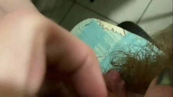 Morning Orgasm Big clit rubbing in extreme closeup super hairy pussy POV