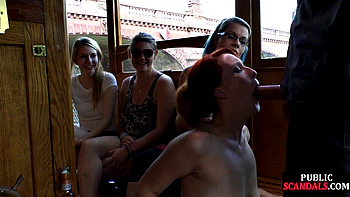 Redhead cougar cockriding on boat