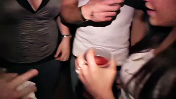 Throat and pussy banged college slut toys clit