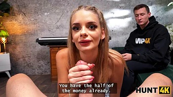 HUNT4K. Blonde hottie used her big natural boobs to get back on her BF ft. Steve Q  Naomi Love: Porn