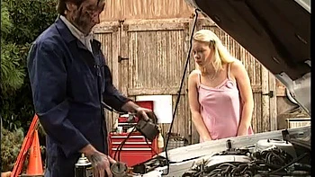 Teen having hot sex with a mechanic