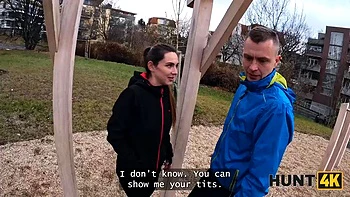 HUNT4K. She ripped her leggings and sucked stranger s cock in front of her BF for new ones: Porn