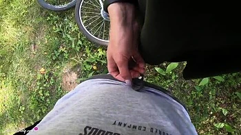 Blonde Teen Alisa Lovely Sucks Cock and Swallows Cum on a Forest Bike Ride POV