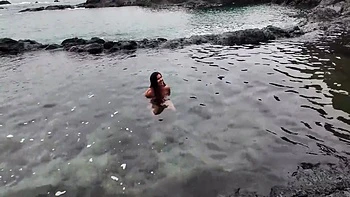 A Stepmom Practices Sucking On A Candy On The Beach. Then Tests Her Skills On Her Stepsons Dick