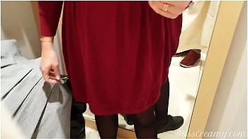 My Wife In Shopping Mall Without Panties Sucks Cock Of Her Student In Dressing Room - Misscreamy
