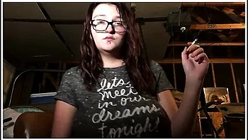 Hot Teen Babe Smokin In Garage