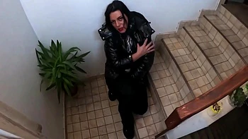 Milfycalla - Shiny Downjacket, Jeans & Leotard Stairway Sex Uncut Cum On Clothes