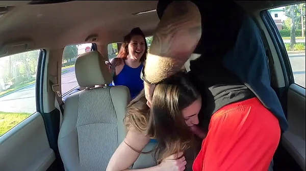 Step Sisters Seduce Handsome Uber Driver In Public