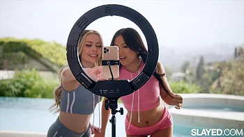 SLAYED Tiny Tight Hotties Lulu Chu And Haley Spades Play With Each Other s Wet Pussies: Porn