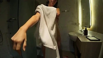 ScottishSweetie Shower Striptease - Petite British Girl Nude & Pissing in Hotel