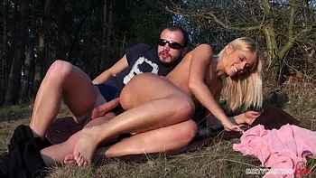 Sweet Cat Blonde Outdoor Facial & Doggystyle - Czech Babe Gets Cum on Tits
