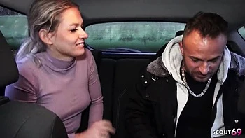 German Blonde Teen Lisa Public Car Blowjob & Risky Fuck with Cum in Mouth