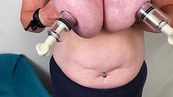 Mature British Granny Plays with Kinky Tit Toys and Big Natural Tits