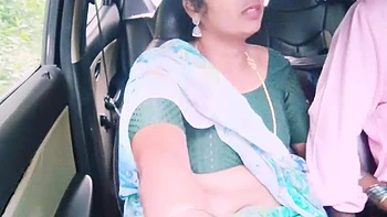 Telugu Honey Lips Cheating Housewife in Sexy Saree Fucks Husband's Brother with Dirty Talk - Car Sex Jungle
