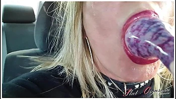 Having A Little Fun In My Car After A Shopping Tour - Throat Bulge