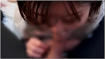 Girl With Glasses Who Does Testicle Licking And Cock Sucking