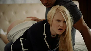 A couple, Christian Clay and Lily Rader, enjoy intimate moments with a blowjob.