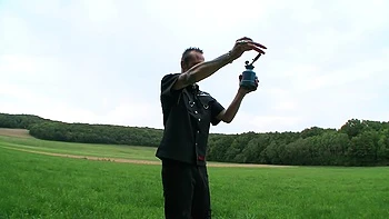 Humiliated outside wax play whipping