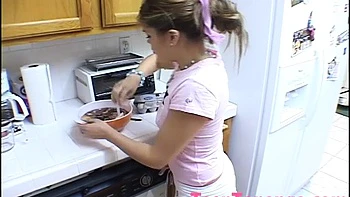Teen topanga fingering nasty solo in kitchen