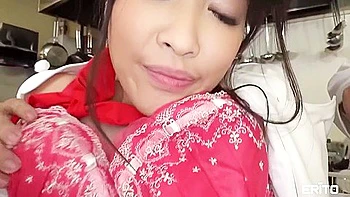 Exotic Female Sous Chef Gets Fucked With A Cucumber