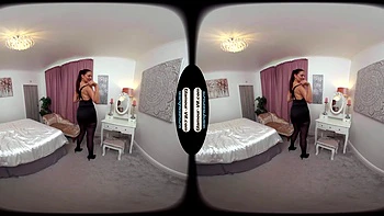 Lotta Black Stylish Party Mini-Dress With Black Glossy Legwear