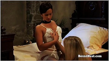 Disappeared On Arrival: Sub Lesbian Slave Kneeling In Front Of Mistress