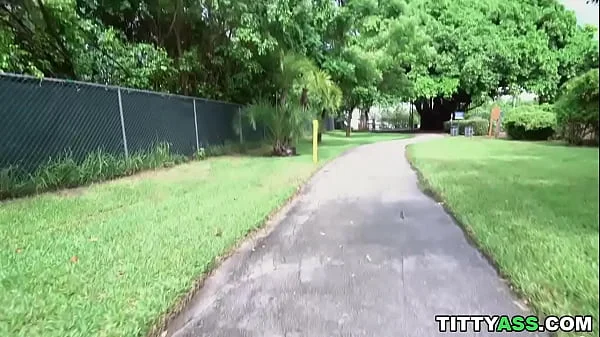 Busty latina Nina Lopez spinning on a dong