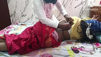 Desi Couples First Night Video. Full Hindi Audio With Loud Moaning