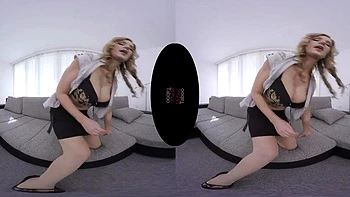 VR Teasing blonde babe big tits: Masturbation, Pov  Virtual Reality Porn