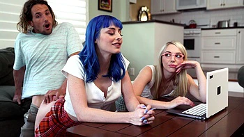 Student gets fooled by a sexy blue-haired trickery with Jewelz Blu