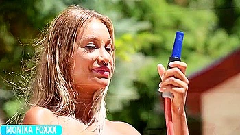 Busty Blonde Slut Monika Fox Car Wash And Anal Fuck With Glass Toy