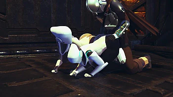 Din Djarin having fun with 2 Haydee robots: Starwars the Mandalorian & Haydee Crossover parody