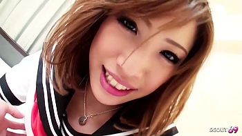 Petite Japanese Teen 18 in Uniform talk to Uncensored POV Creampie Fuck by Classmate in Japan