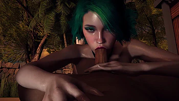 Smoking Hot Girl With Green Hair Gives a Sloppy Blowjob in POV - 3D Porn
