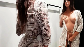 Fitting Room Cam Brunette Babe Undresses