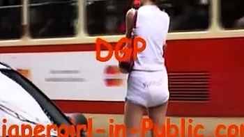 Blonde Amateur Takes Facial Outdoors In Public