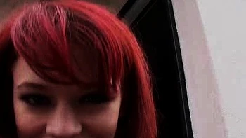 Nasty redhead babe sucks and jerks