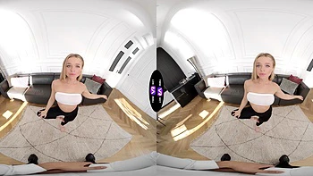 Natural tits milf Calibri grinds cock with her shaved pussy