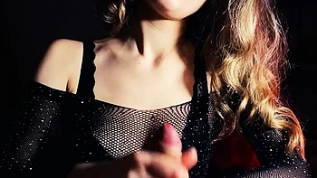 Beauty Jerks Off Boyfriend - Quick Cumshot on Vibrator