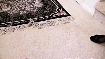 American granny Claire wears black pantyhose